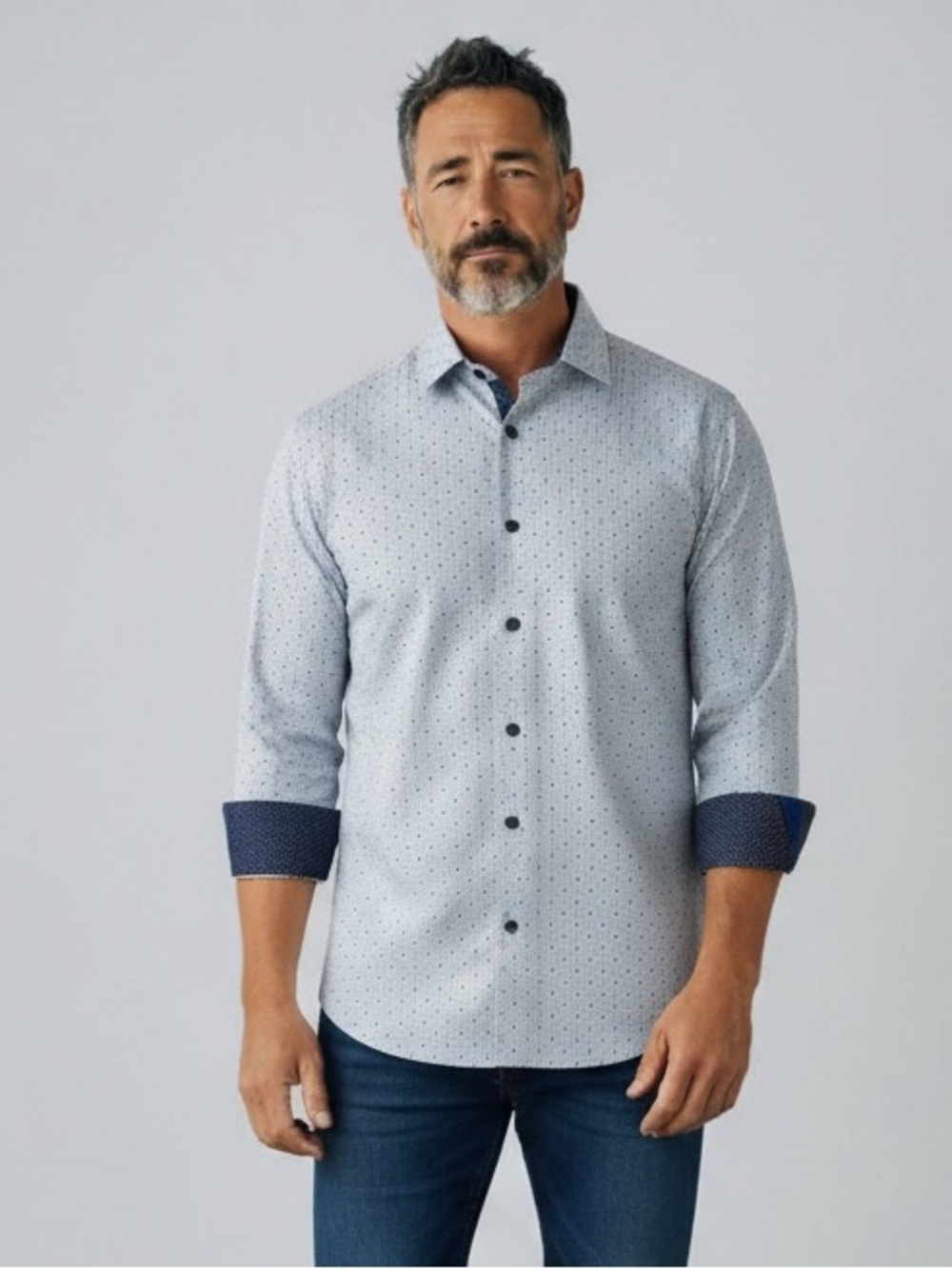 SOCIETY OF THREADS Men’s Medium (15-15.5) Slim Fit Performance Dress Shirt